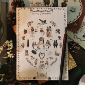 Carte de vœux Jane Austen 'Merry Christmas' x1