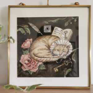 Aquarelle Originale A Curious Cat