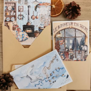 Lot de 3 Cartes de vœux format A5